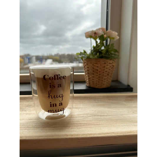 Koffieglas met tekst